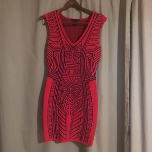 Red mini dress with unique print-Forever21 Size L